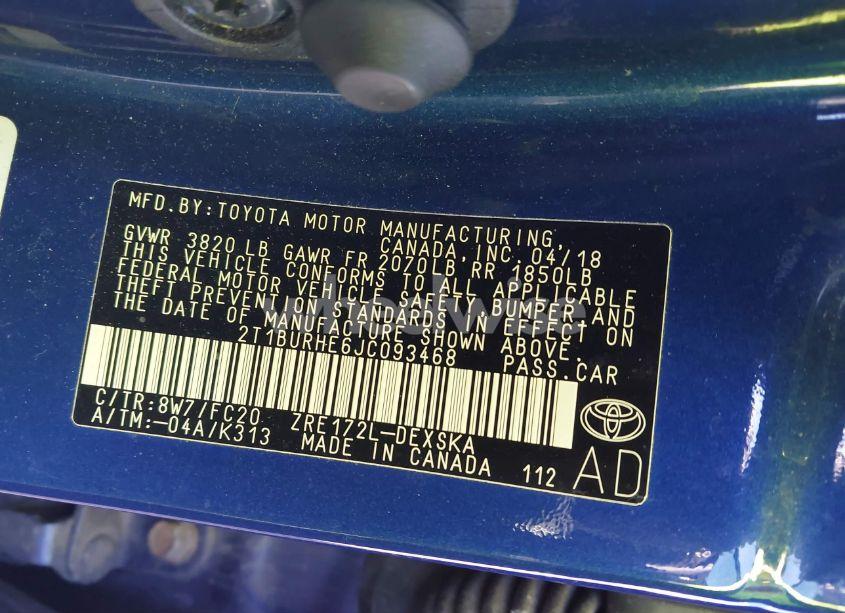 Photo 9 of 2018 Toyota Corolla SE (VIN 2T1BURHE6JC093468)