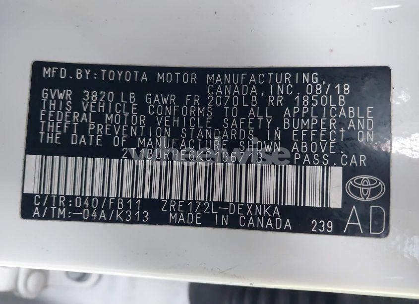 Photo 9 of 2019 Toyota Corolla LE (VIN 2T1BURHE6KC166713)