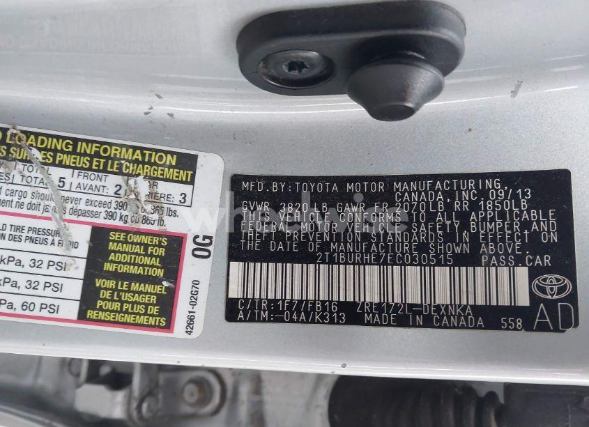 Photo 9 of 2014 Toyota Corolla LE (VIN 2T1BURHE7EC030515)