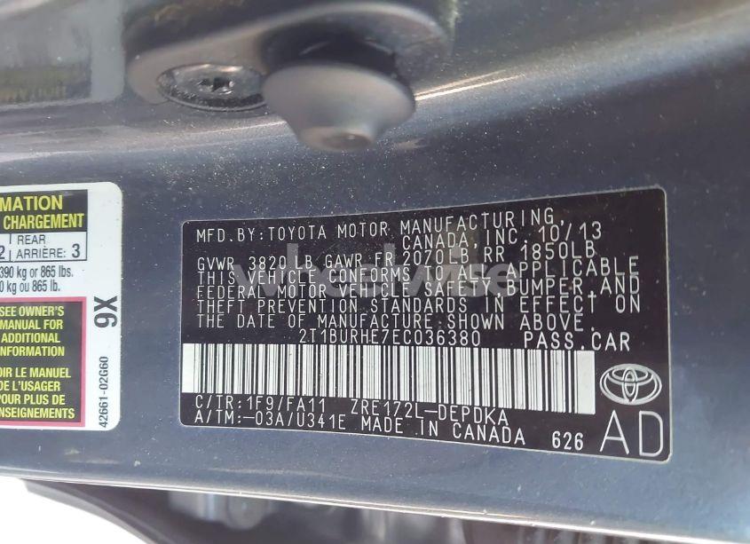 Photo 9 of 2014 Toyota Corolla L (VIN 2T1BURHE7EC036380)