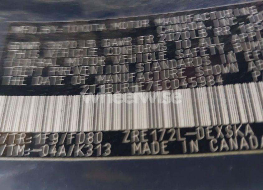 Photo 9 of 2014 Toyota Corolla S PLUS (VIN 2T1BURHE7EC045984)