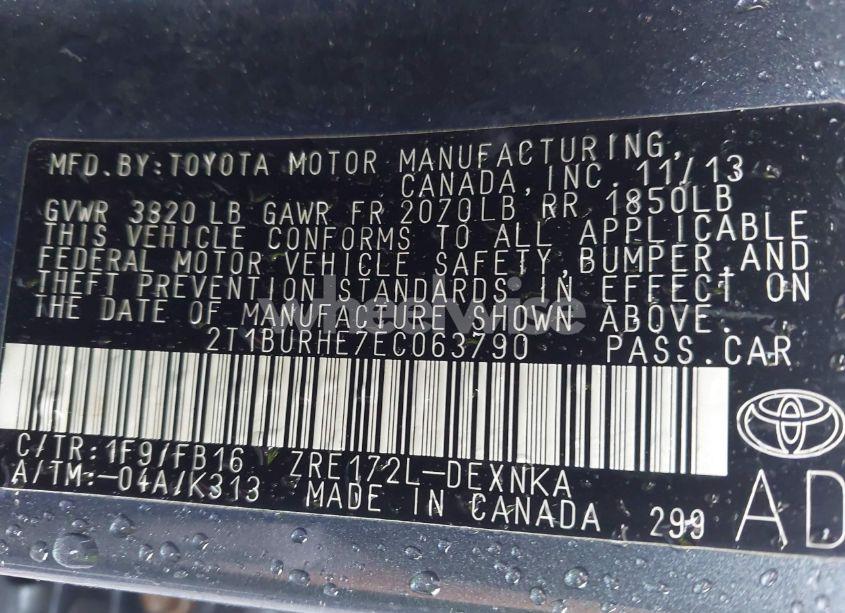 Photo 9 of 2014 Toyota Corolla LE PLUS (VIN 2T1BURHE7EC063790)