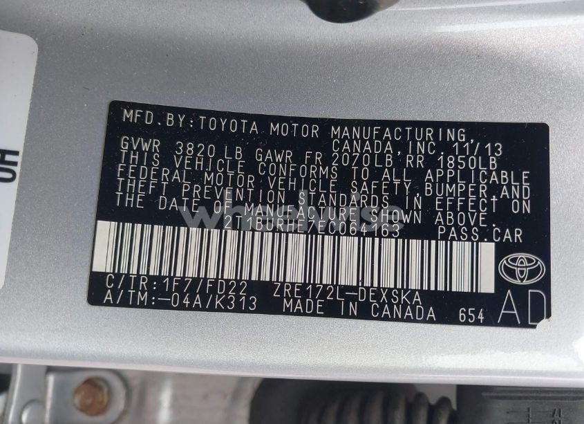 Photo 9 of 2014 Toyota Corolla S PLUS (VIN 2T1BURHE7EC064163)