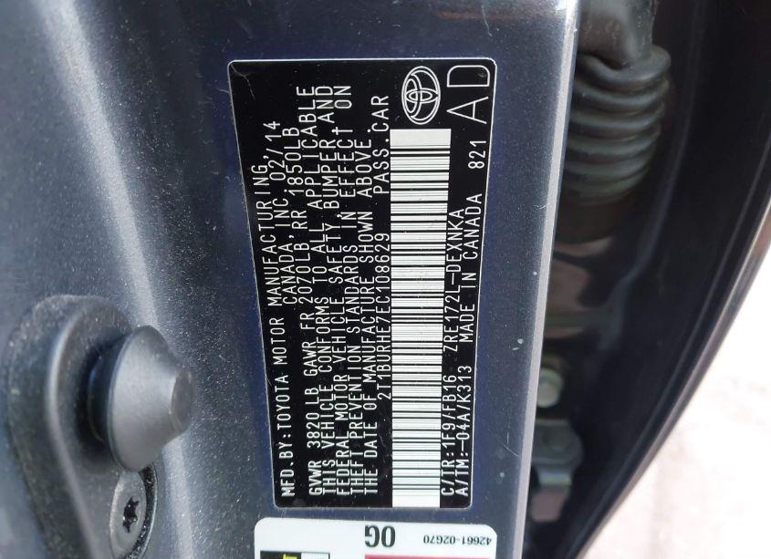 Photo 9 of 2014 Toyota Corolla LE (VIN 2T1BURHE7EC108629)