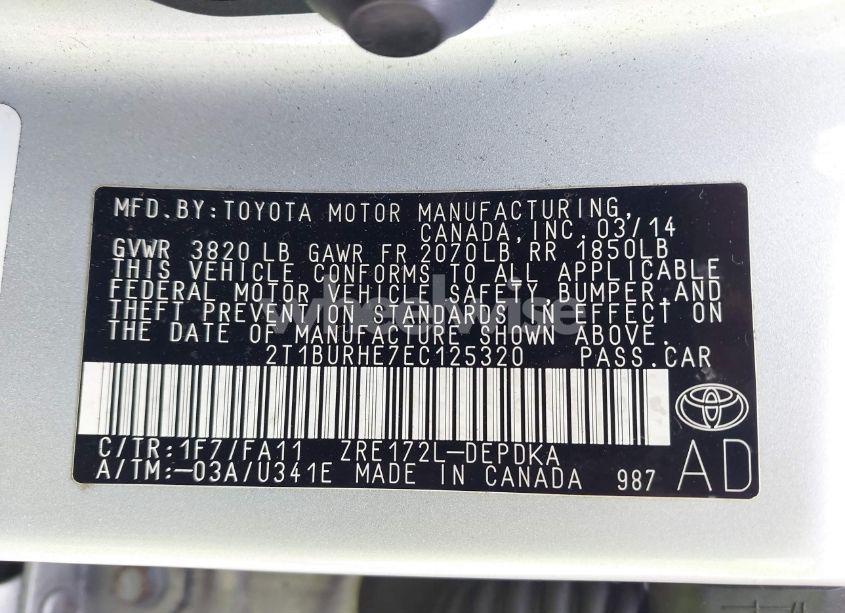Photo 9 of 2014 Toyota Corolla L (VIN 2T1BURHE7EC125320)