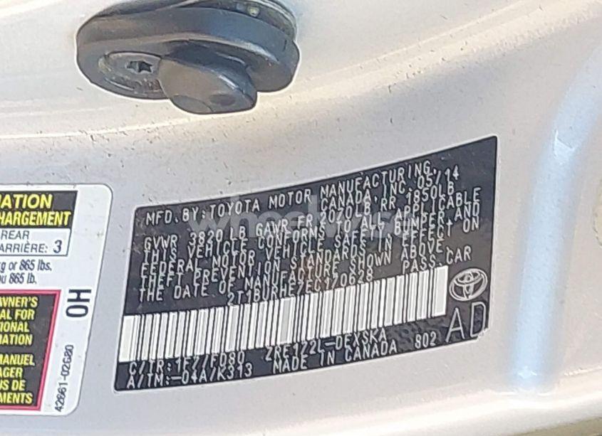 Photo 9 of 2014 Toyota Corolla S PLUS (VIN 2T1BURHE7EC170628)