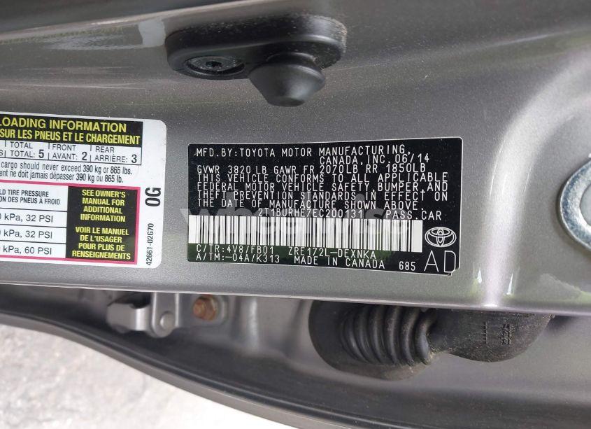 Photo 9 of 2014 Toyota Corolla LE (VIN 2T1BURHE7EC200131)