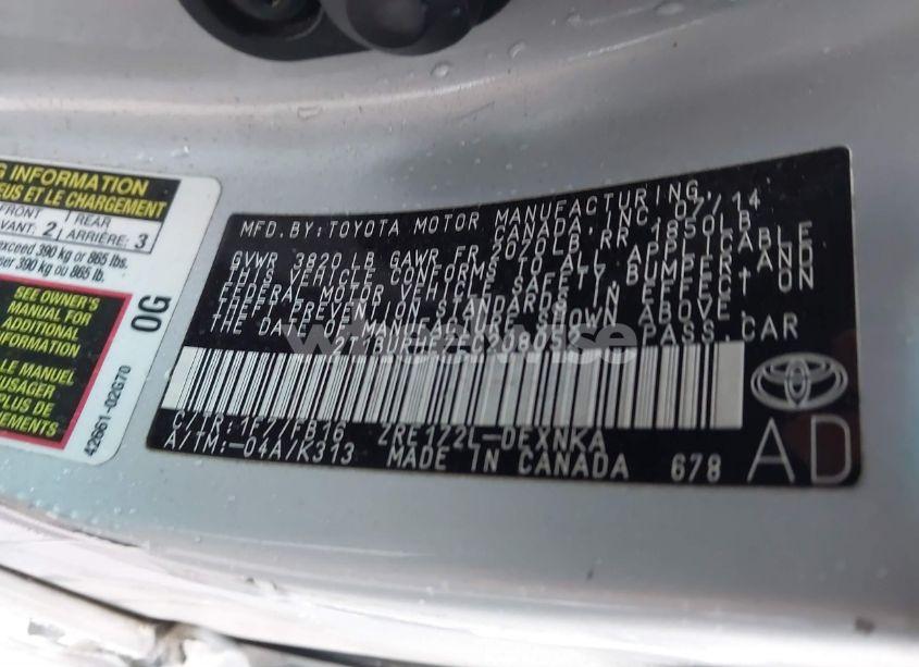 Photo 9 of 2014 Toyota Corolla LE (VIN 2T1BURHE7EC208052)