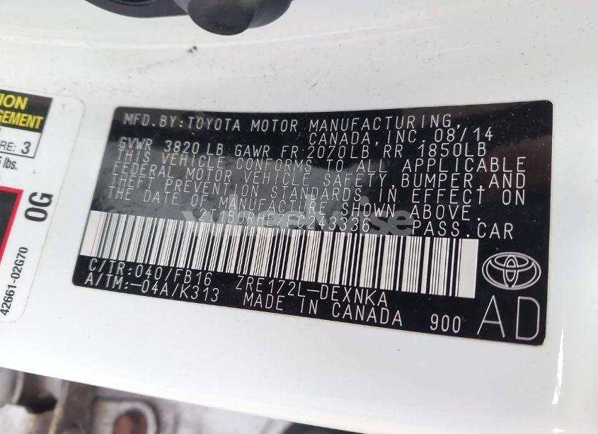 Photo 9 of 2015 Toyota Corolla LE (VIN 2T1BURHE7FC243336)