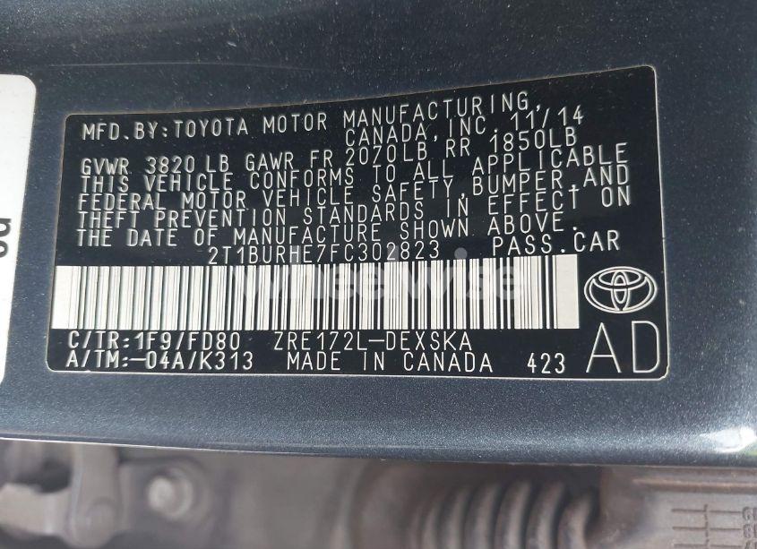 Photo 9 of 2015 Toyota Corolla S (VIN 2T1BURHE7FC302823)