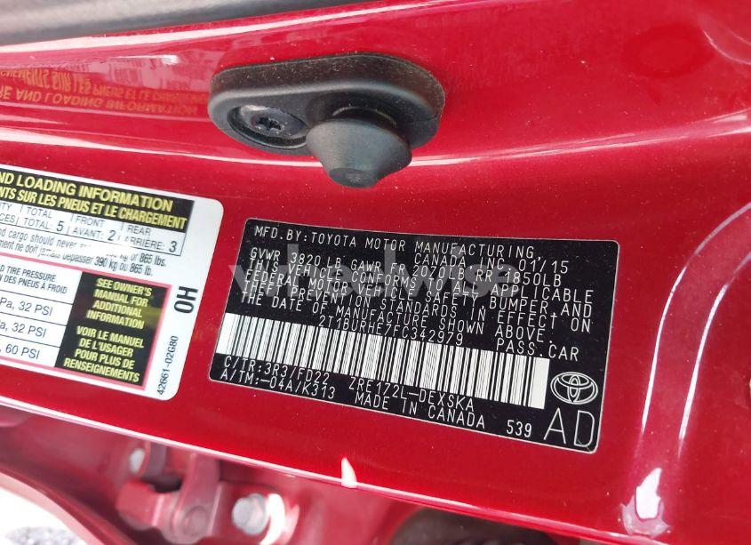 Photo 9 of 2015 Toyota Corolla S PLUS (VIN 2T1BURHE7FC342979)