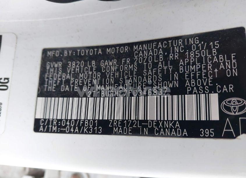 Photo 9 of 2015 Toyota Corolla LE (VIN 2T1BURHE7FC346837)