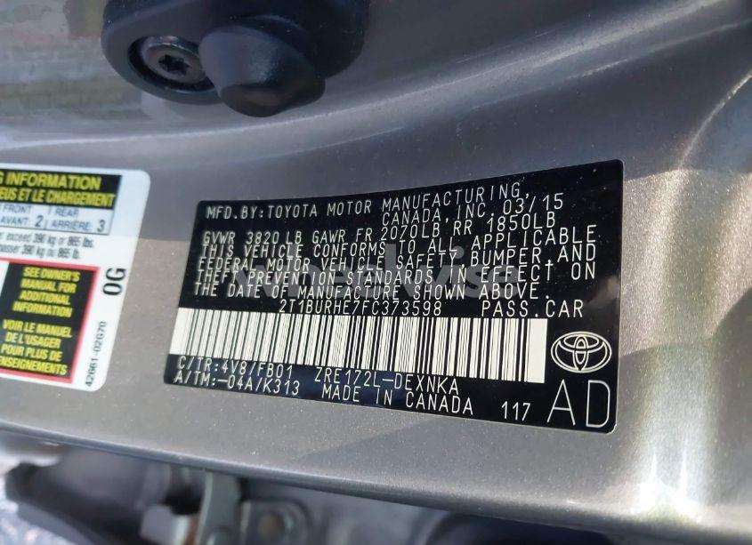 Photo 9 of 2015 Toyota Corolla LE (VIN 2T1BURHE7FC373598)