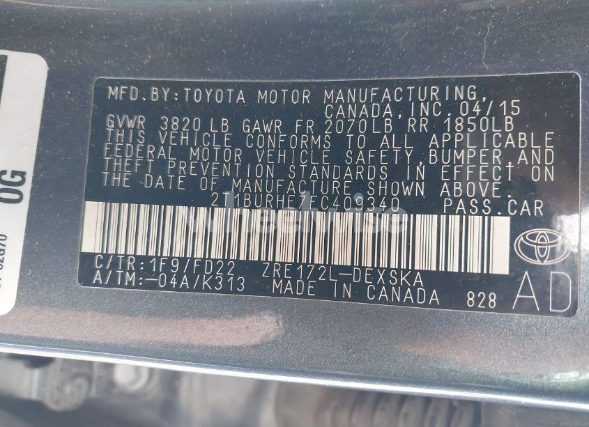 Photo 9 of 2015 Toyota Corolla S (VIN 2T1BURHE7FC409340)