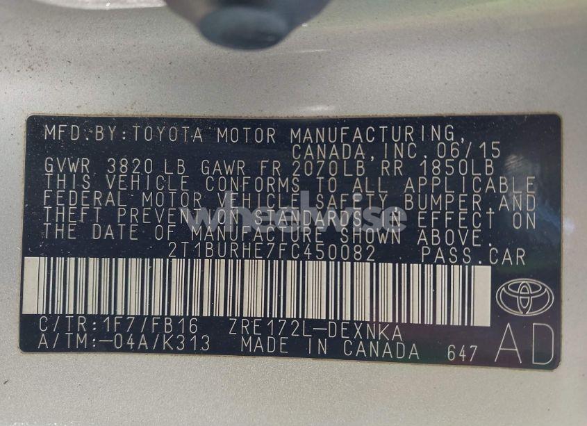 Photo 9 of 2015 Toyota Corolla LE (VIN 2T1BURHE7FC450082)