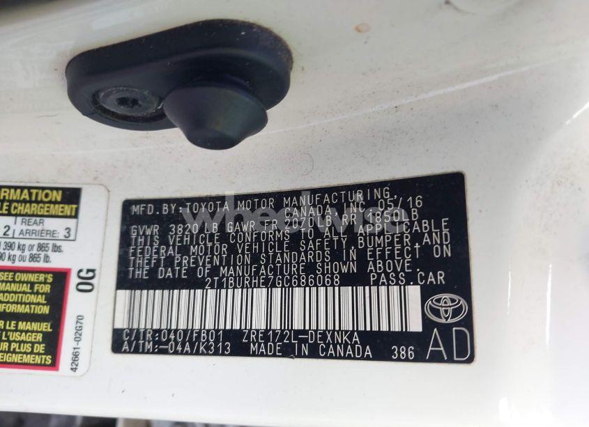 Photo 9 of 2016 Toyota Corolla LE (VIN 2T1BURHE7GC686068)