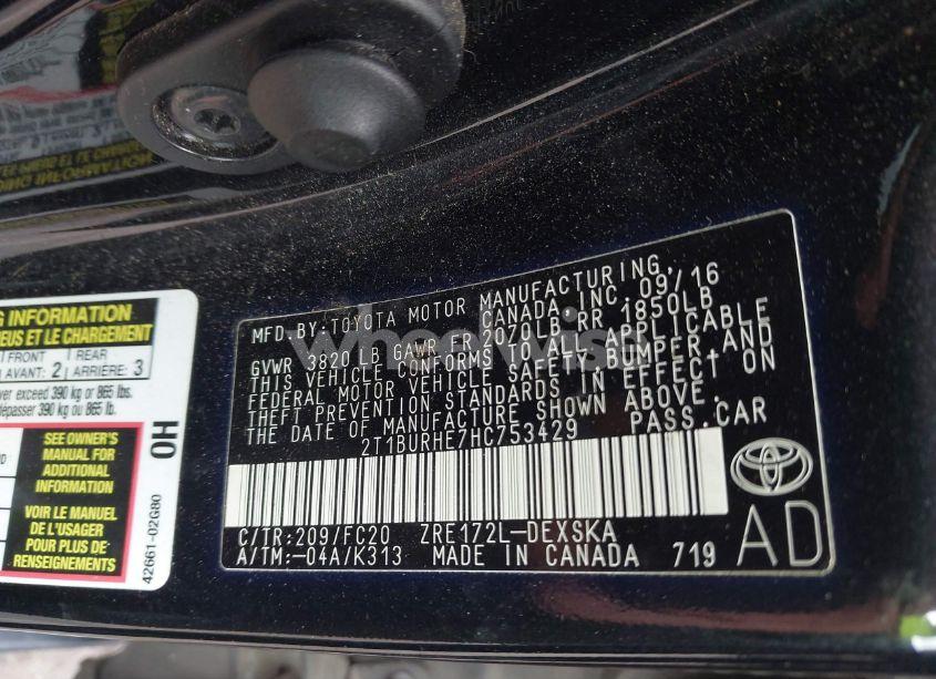 Photo 9 of 2017 Toyota Corolla SE (VIN 2T1BURHE7HC753429)