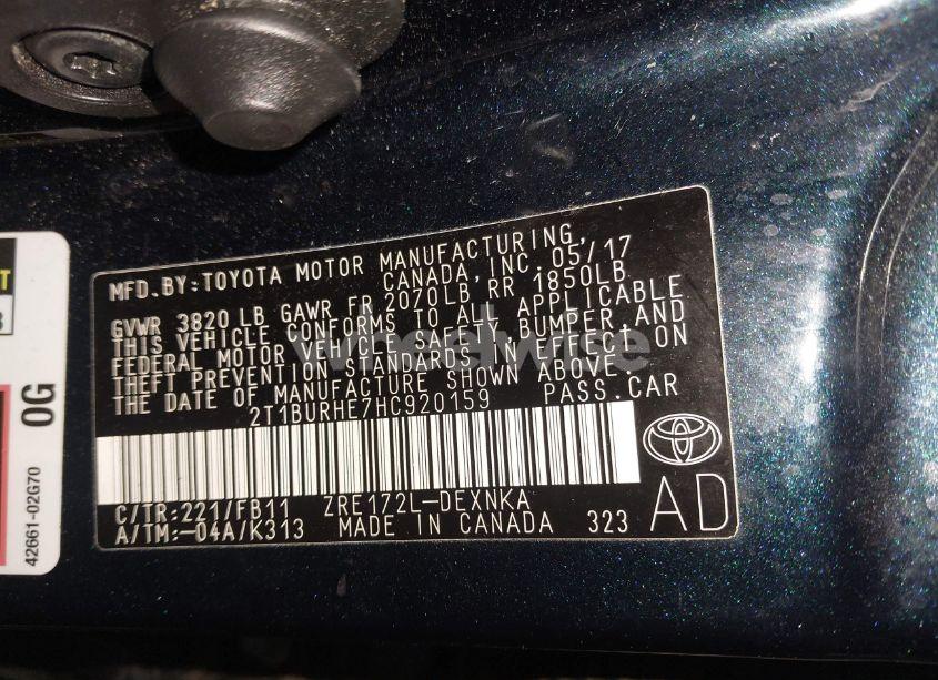 Photo 9 of 2017 Toyota Corolla LE (VIN 2T1BURHE7HC920159)