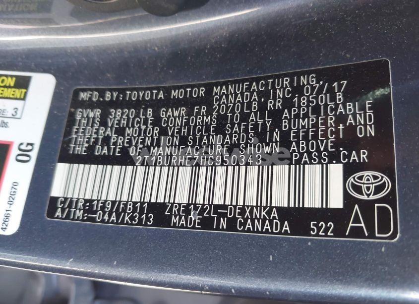 Photo 9 of 2017 Toyota Corolla LE (VIN 2T1BURHE7HC950343)