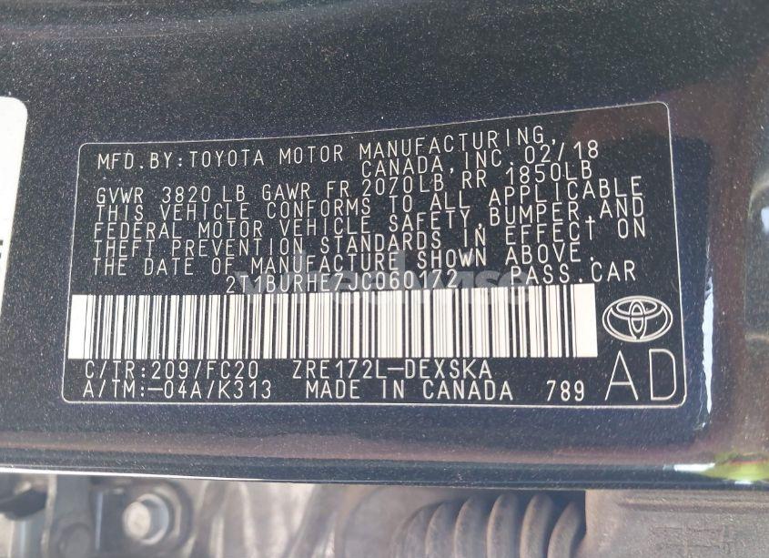 Photo 9 of 2018 Toyota Corolla SE (VIN 2T1BURHE7JC060172)