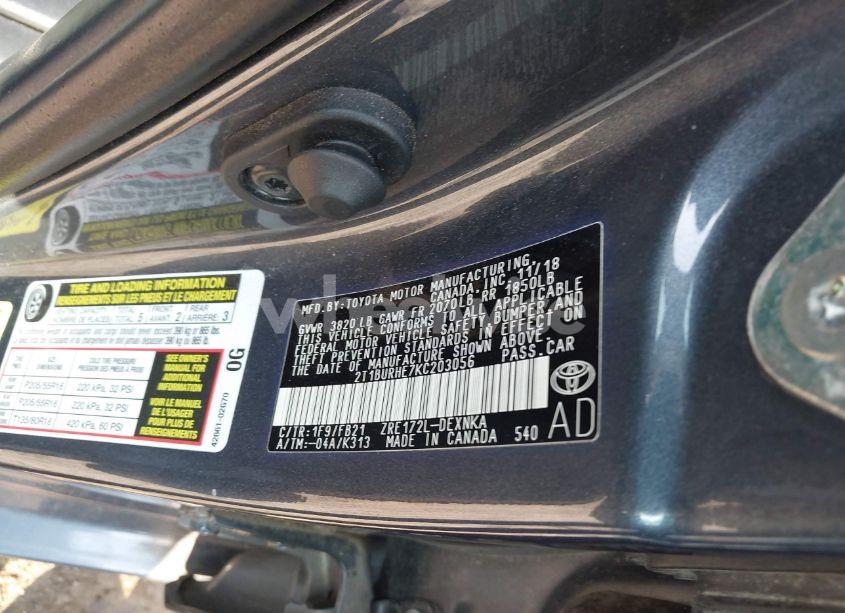 Photo 9 of 2019 Toyota Corolla LE (VIN 2T1BURHE7KC203056)