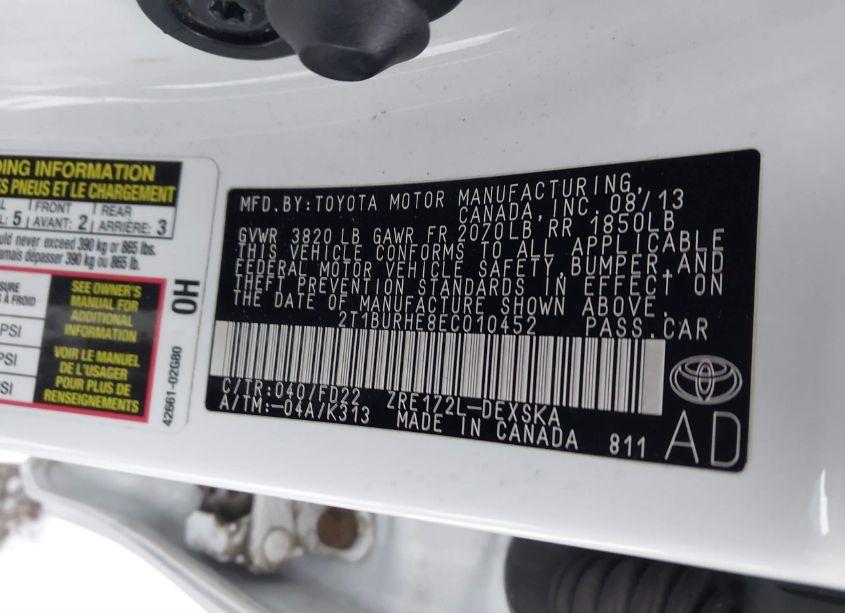 Photo 9 of 2014 Toyota Corolla S PLUS (VIN 2T1BURHE8EC010452)