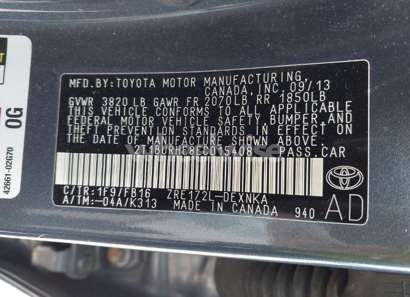 Photo 9 of 2014 Toyota Corolla LE (VIN 2T1BURHE8EC015408)