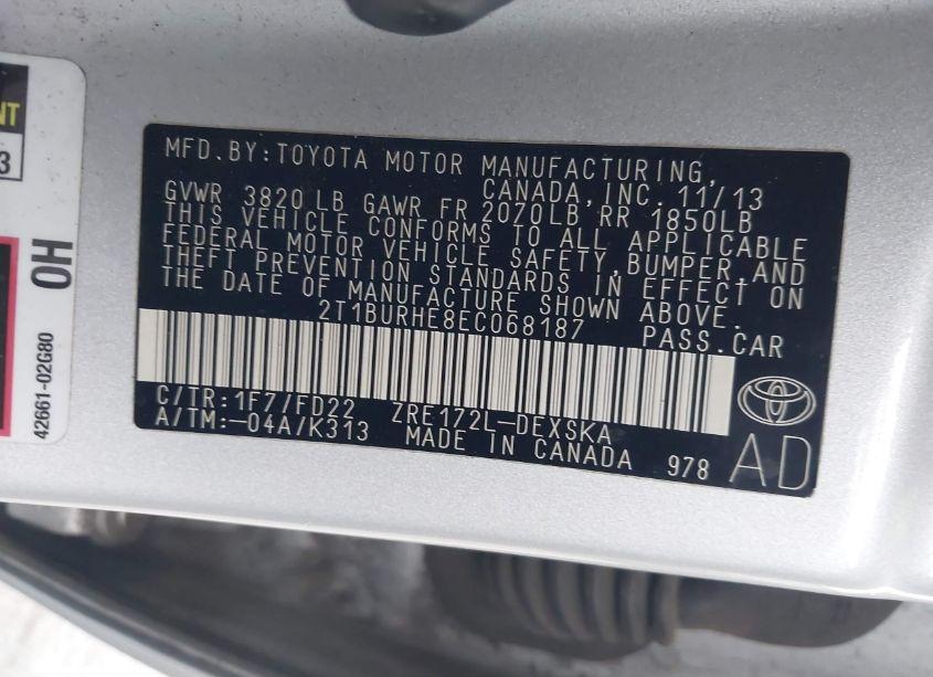 Photo 9 of 2014 Toyota Corolla S PLUS (VIN 2T1BURHE8EC068187)