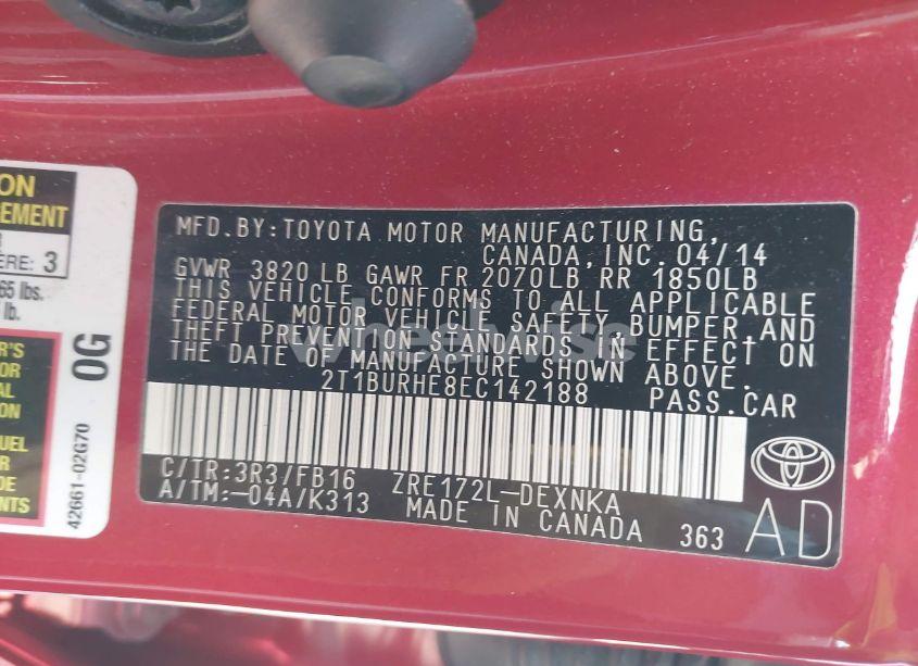 Photo 9 of 2014 Toyota Corolla LE (VIN 2T1BURHE8EC142188)