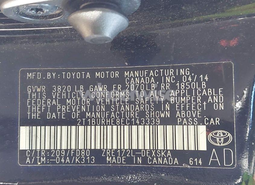 Photo 9 of 2014 Toyota Corolla S PLUS (VIN 2T1BURHE8EC143339)
