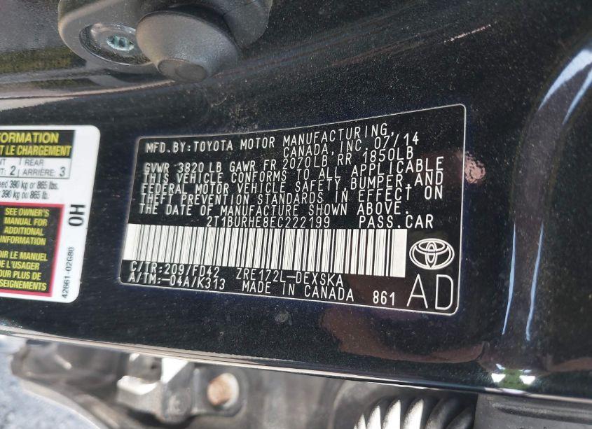 Photo 9 of 2014 Toyota Corolla S PLUS (VIN 2T1BURHE8EC222199)