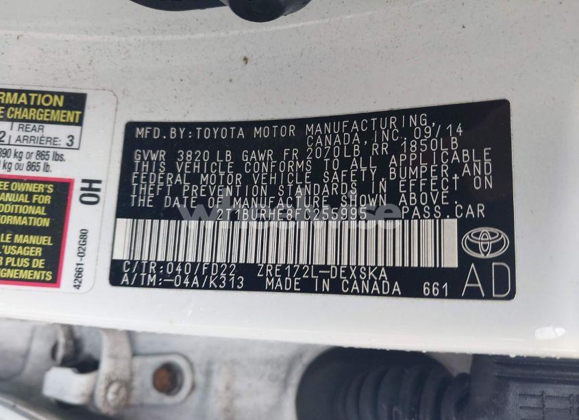 Photo 9 of 2015 Toyota Corolla S PLUS (VIN 2T1BURHE8FC255995)