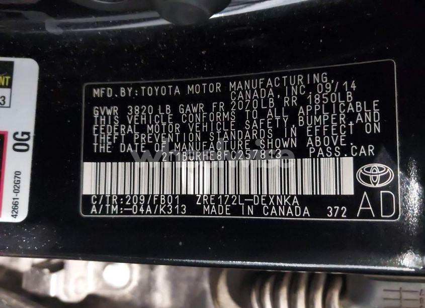 Photo 9 of 2015 Toyota Corolla LE (VIN 2T1BURHE8FC257813)