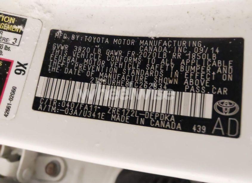 Photo 9 of 2015 Toyota Corolla L (VIN 2T1BURHE8FC262834)
