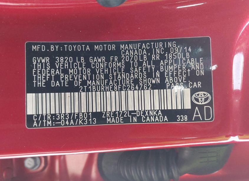 Photo 9 of 2015 Toyota Corolla LE (VIN 2T1BURHE8FC264762)