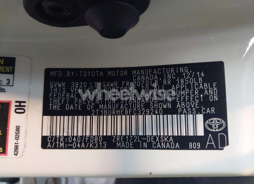 Photo 9 of 2015 Toyota Corolla S PLUS (VIN 2T1BURHE8FC329240)