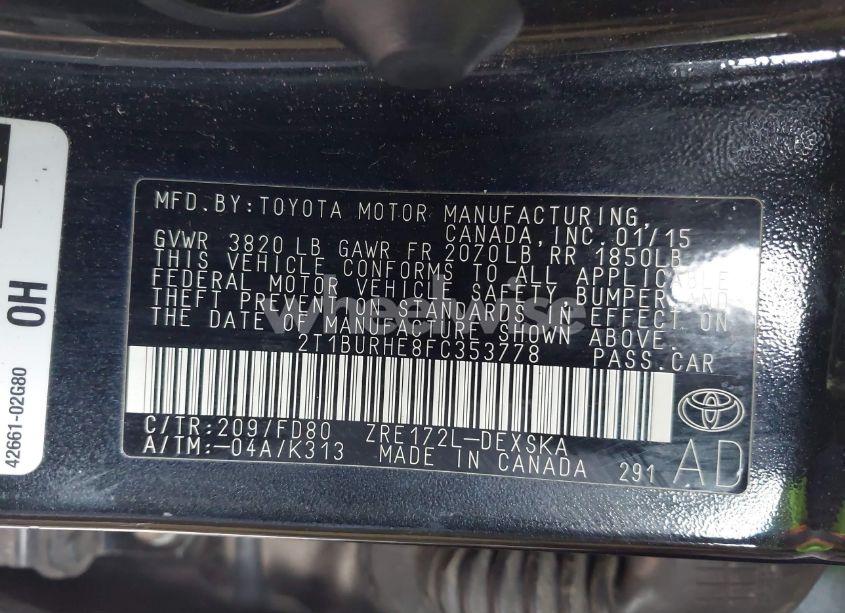 Photo 9 of 2015 Toyota Corolla S PLUS (VIN 2T1BURHE8FC353778)