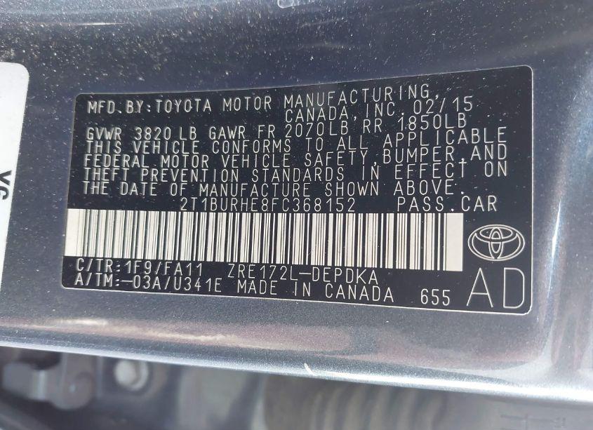 Photo 9 of 2015 Toyota Corolla L (VIN 2T1BURHE8FC368152)