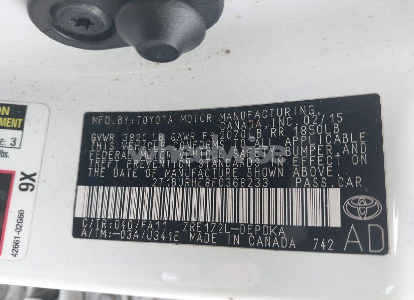 Photo 9 of 2015 Toyota Corolla L (VIN 2T1BURHE8FC368233)