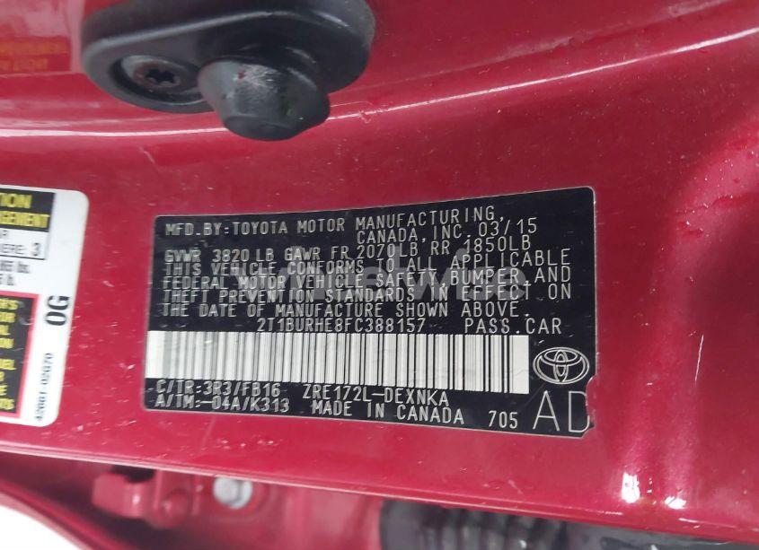 Photo 9 of 2015 Toyota Corolla LE (VIN 2T1BURHE8FC388157)