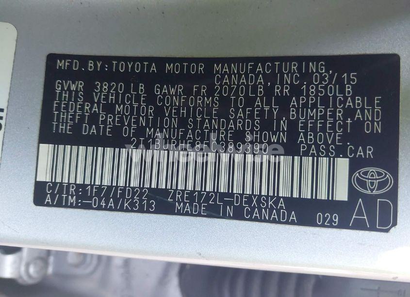 Photo 9 of 2015 Toyota Corolla S PLUS (VIN 2T1BURHE8FC389390)