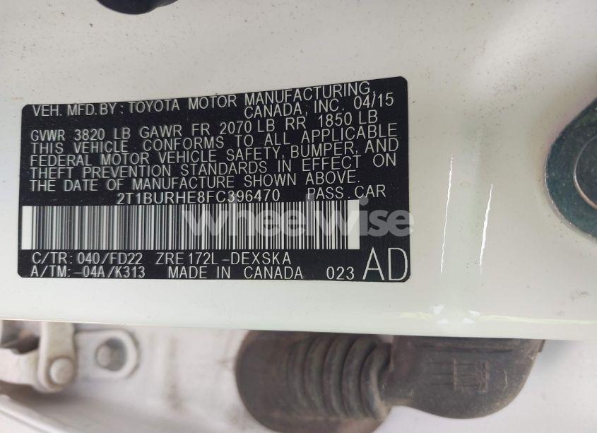 Photo 9 of 2015 Toyota Corolla S PLUS (VIN 2T1BURHE8FC396470)