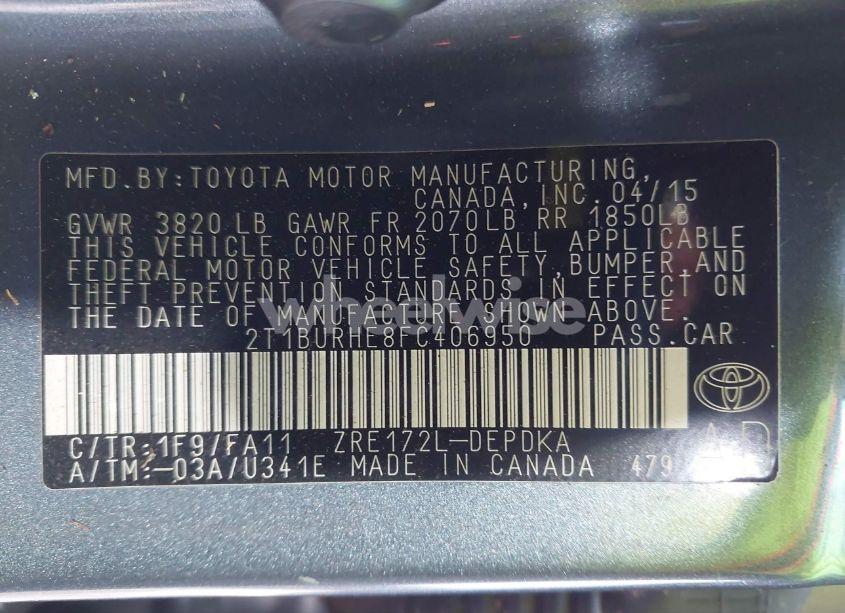 Photo 9 of 2015 Toyota Corolla L (VIN 2T1BURHE8FC406950)