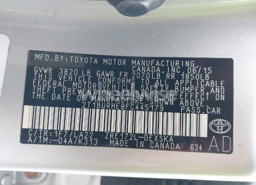 Photo 9 of 2015 Toyota Corolla S PREMIUM (VIN 2T1BURHE8FC445179)