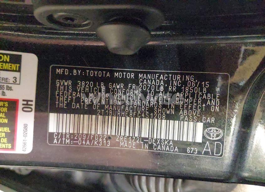 Photo 9 of 2015 Toyota Corolla S PLUS (VIN 2T1BURHE8FC451208)