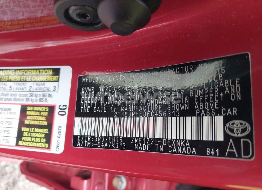 Photo 9 of 2015 Toyota Corolla LE (VIN 2T1BURHE8FC456313)