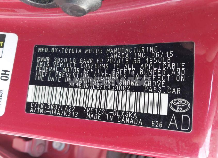 Photo 9 of 2015 Toyota Corolla S PREMIUM (VIN 2T1BURHE8FC459082)