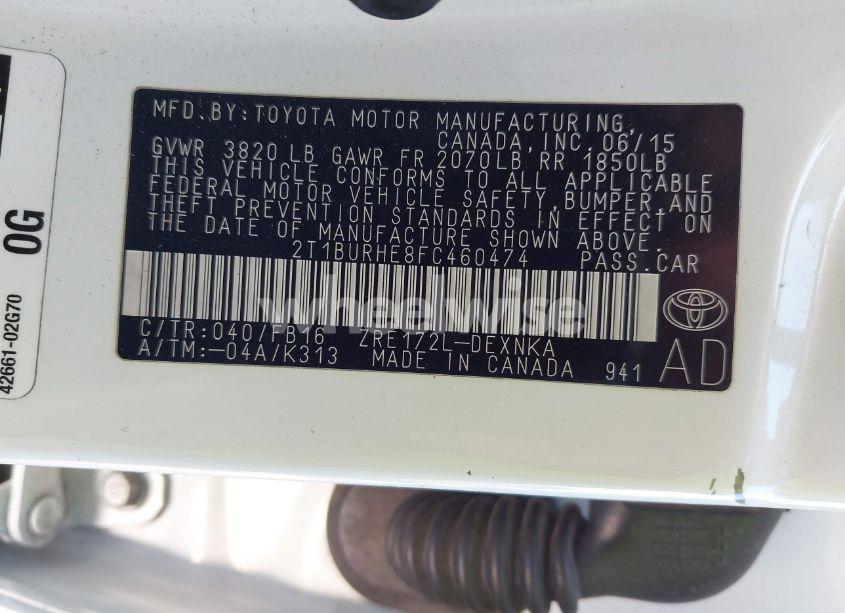 Photo 9 of 2015 Toyota Corolla LE (VIN 2T1BURHE8FC460474)