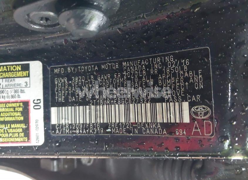 Photo 9 of 2016 Toyota Corolla LE (VIN 2T1BURHE8GC627322)