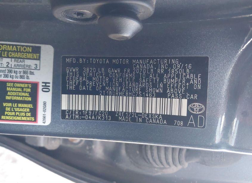 Photo 9 of 2017 Toyota Corolla SE (VIN 2T1BURHE8HC751463)